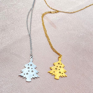 <span class=keywords><strong>Dina</strong></span> Stock venta al por mayor 18K oro joyería de acero inoxidable árbol de Navidad estrellas gargantilla colgante collares para regalo de vacaciones de Navidad - Product Image 5