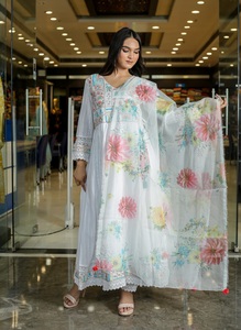 ชุดเดรสปักลายสไตล์ anarkali อินเดียสำหรับผู้หญิงชุดเดรสผู้หญิงสไตล์อินเดียชุดซาลวาร์คอตตอนแบบดั้งเดิม - Product Image 2