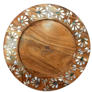 Bandeja de chocolate con incrustaciones de fregona de madera de lujo al por mayor de Vietnam con forma redonda para regalos de Ramadán Eid y decoración de fiesta - Product Image 1