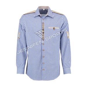 2024ผู้ชายตรวจสอบผ้าฝ้าย100%เสื้อแขนยาวปุ่มปิดกระเป๋าคอกลมภายในที่กําหนดเองป้ายคอ - Product Image 1