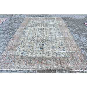 Alfombra Turca de 7x10.5 pies, Alfombra Vintage Extra Grande, Alfombra de Lana con Puntos Azules - Product Image 1