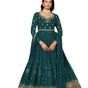 VESTIDO DE FANTASÍA DE TRABAJO DE SECUENCIA DE BORDADO GEORGATTE PESADO DE ÚLTIMO DISEÑADOR - Product Image 1