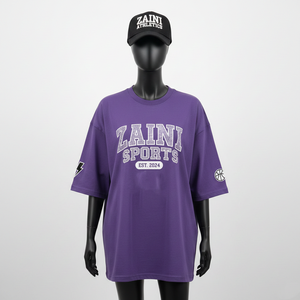 Women Boxy T Shirt <b>High</b> Quality 180 GSM Cotton Jersey Breathable <b>Purple</b> Loose Fit Plastisol Print Logo Women Cotton T-Shirt - Product Image 6