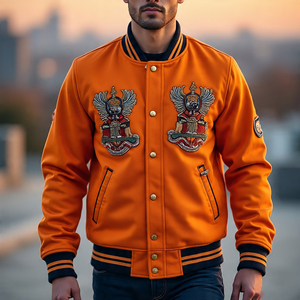 Veste à manches en cuir Varsity pour hommes Veste Varsity à patchs de broderie d'hiver pour hommes - Product Image 2