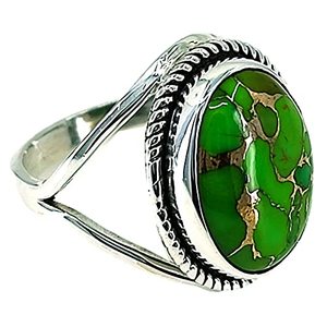 Anillo Boho con Piedra de Nacimiento de Enero, Turquesa Verde Cobre, Plata de Ley 925, Hecho a Mano, Talla Única, Regalo Perfecto para su Cumpleaños - Product Image 1