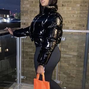 Parkas chauds d'hiver pour femmes veste bouffante rembourrée à manches longues avec manteaux à capuche mi-longs de couleur unie - Product Image 4