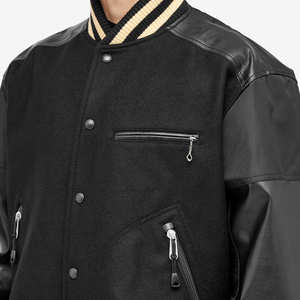 Veste universitaire de baseball vintage personnalisable pour hommes OEM manches en cuir brodées Letterman avec écusson chenille à col montant - Product Image 5