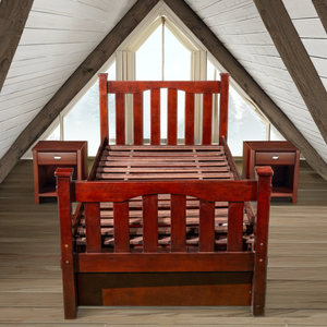 Cama Individual TACASA de Madera de Haya Maciza y Duradera, Color Café, 3 Cajones, Diseño Tradicional, Cómoda, Multifuncional, Ahorra Espacio - Product Image 3