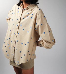 NUEVA CAMISA DE ALGODÓN ORGÁNICO CON PUNTOS DE POLKA, DE MODA 2024, DE MANGAS ANCHAS, ECOLÓGICA Y CASUAL PARA MUJER, CON UN ESTILO FIEL, SUAVE Y ALEGRE - Product Image 2