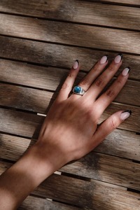 925 Sterling <b>Silver</b> Midi Flashy Blue Labradorite Sodalite Gemstone <b>Set</b> Vintage Engagement <b>Ring</b> Bezel Setting Third Party Fine - Product Image 3