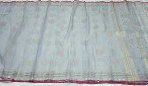 Exclusivo Deshi Dhakai Jamdani Sharee Calidad de exportación para mujeres JAMDANI FABRIC Blue GREEN Golden Sky Blue de Bangladesh - Product Image 2