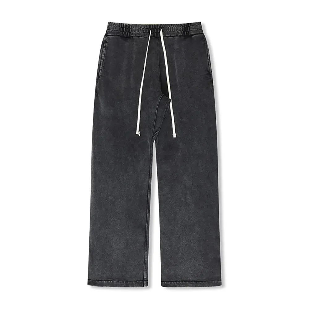 Streetwear pantaloni della tuta a gamba dritta in pile polare lavato pantaloni della tuta Vintage Jogger in cotone lavaggio acido
