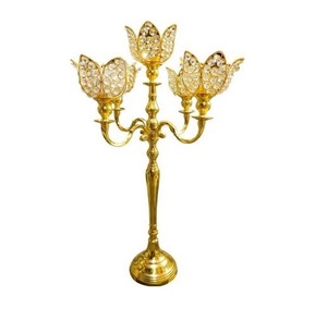 <b>Tall</b> Mosaic Gold Candelabra with Artistic Multi-Arm <b>Candle</b> Stand for Premium Home Decor Styling - Product Image 2