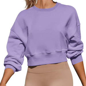 Sudadera de mujer Sudaderas con capucha recortadas Color sólido 100% Algodón Transpirable Antiarrugas Crop Top Sudaderas de invierno - Product Image 1