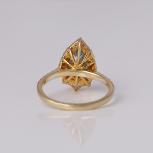 Anillo de compromiso elegante de plata chapada en oro de Ley 925 para mujer, Diamante de corte de pera azul, ajuste de Halo clásico, laboratorio de diamantes creado - Product Image 4