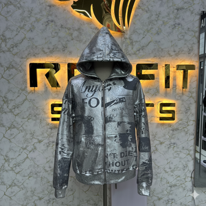 Customer Demanded New Design Zipper Distressed Hoodie Rhinestone <b>Zip</b> <b>up</b> <b>Jacket</b> Acid Wash Men Fleece Streetwear Hoodie - Product Image 6