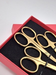New Arrival Professional Gold Plasma <b>Mini</b> Eyebrows Scissor Sharp Straight Blade Stainless Steel Your Own Custom Logo Color - Product Image 3
