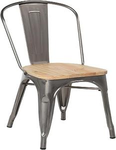 Industrial Vintage Style Stackable Metal Chair with Wooden Seat Rustic Wood Bar Dining Restaurant Chairs Iron Material - Product Image 1