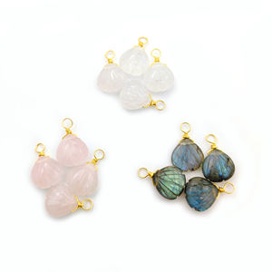 Cristal de guérison sculpté en coquillage de pierres précieuses naturelles 925 argent Sterling or vermeil pendentif enveloppé de fil à la mode unisexe - Product Image 6