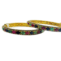 Bracelet en diamant plaqué or vintage avec rubis émeraude saphir argent pour cadeau de fête d'anniversaire de mariage de fiançailles