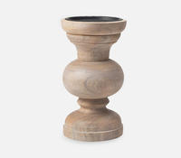 Porte-bougie en bois de manguier naturel artisanal de luxe avec silhouette tournée unique Décoration rustique en bois de tour