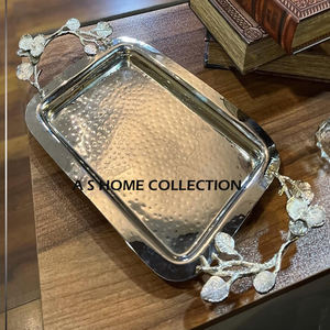 <b>Bee</b> Shape Design Aluminum Metal Texture Silver Color Set of 3 Home Hotel Restaurant Serving Irregular Shape Tray - Product Image 4