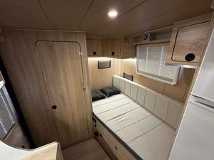 FIRMO Maxi 410 Mini Caravan 4 Person Aluminum Travel Trailer Slide-Out <b>Kitchen</b> Modern <b>Camping</b> RV White Exterior - Product Image 6