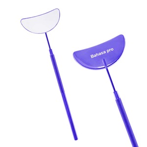 Espejo Cosmético Profesional de Media Luna en Acero Inoxidable con Mango Largo, Espejo de Extensión con Vista Perfecta para el Cuidado de la Belleza de las Pestañas - Product Image 1