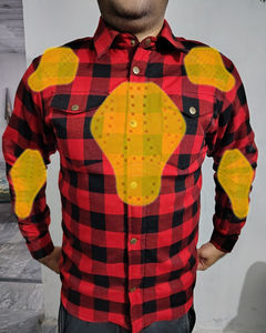 Chemise en flanelle tactique pour homme en plaid de buffle rouge et noir avec chemise ignifuge pour homme et armure amovible - Product Image 1