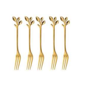 ชุดส้อมสแตนเลสชุดเครื่องใช้บนโต๊ะอาหารชุดเครื่องใช้บนโต๊ะอาหารสีทองพร้อมที่จับใบไม้อุปกรณ์ครัว - Product Image 1