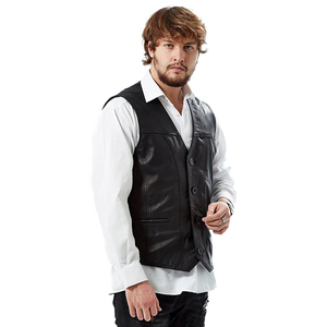 Chaleco de cuero hecho a medida de alta calidad para hombre, ropa de moda para invierno, ropa exterior transpirable y superventas al por mayor - Product Image 6
