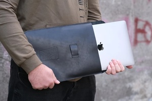Handmade Genuine Leather Laptop Sleeve for <b>Office</b> Work Business & Travel Messenger <b>Computer</b> Pouch Covers Elegant Case Bag - Product Image 2