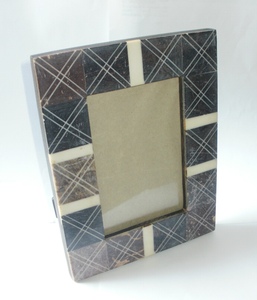 Cadres photo élégants en incrustation d'os bleu et blanc faits à la main, cadre photo vintage en résine, ameublement, décorations de table - Product Image 6