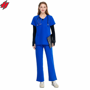 Venta al por mayor hombre mujer verano logotipo personalizado secado rápido cuello en V Jogger Scrubs Hospital trajes enfermería trabajo uniforme conjuntos - Product Image 1