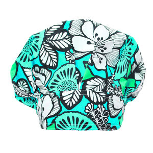 Bonnet de travail en coton respirant avec motif botanique moderne pour le personnel médical recherchant un confort accru - Product Image 3