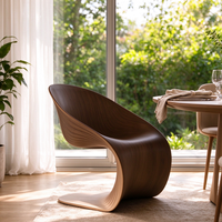 Chaise de loisirs ergonomique en bois courbé lisse, design paramétrique style berceau nordique, chaise en bois courbé en forme de C pour hôtel et club-house