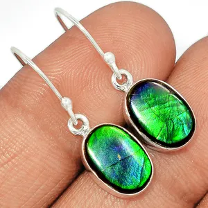 2024 gran oferta sublimación personalizada niñas pendiente Ammolite venta al por mayor invierno 925 plata esterlina Linda joyería de moda