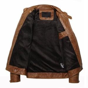 Blouson bombardier homme en cuir de mouton aviateur rembourrage chaud style motard grande taille veste en cuir - Product Image 3