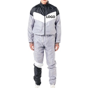 Ensemble de survêtement sportif personnalisé pour hommes, veste coupe-vent légère et pantalon, vente en gros - Product Image 1
