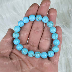 Natural Blue Magnesite 10mm Round Bead Bracelet for Calmness Communication Emotional Balance Positive Energy Reiki - Product Image 3