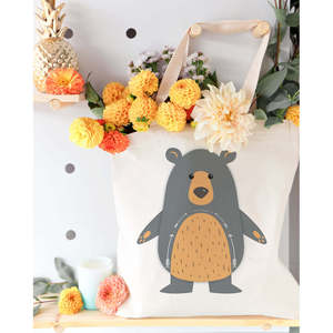 กระเป๋าผ้าแคนวาสลายหมี ขนาดกลาง รีไซเคิลได้ ใช้ซ้ำได้ สกรีนโลโก้ด้วยความร้อน สำหรับใช้ในชีวิตประจำวัน ของขวัญโฆษณา - Product Image 3