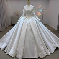 Robes de mariée Jancember JJ122 en satin ivoire, col bateau, style Empire