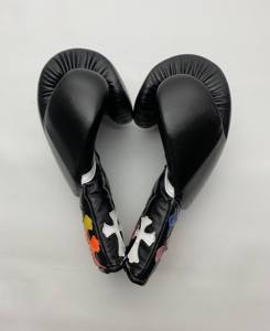 Guantes de Boxeo Negros con Cordones Dorados, Totalmente Personalizables, de Cuero Genuino, para Entrenamiento de Kick Boxing, Gran Venta - Product Image 2