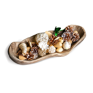 Bol à pâte en bois fait à la main Plateau en bois fait à la main Bol à bougie décoratif classique en bois grande taille - Product Image 2