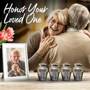 Urnes souvenir gris-petit pour les cendres humaines ensemble de 4 avec boîte et sacs de qualité supérieure-Mini urnes artisanales pour les cendres-petit - Product Image 6