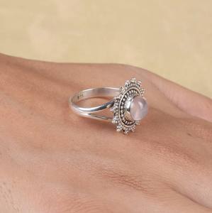 แหวนควอตซ์อัญมณีโรสเตอร์925สีเงินสเตอร์ลิงทำด้วยมือขนาด6มม. แหวนใส่ประจำวัน - Product Image 3