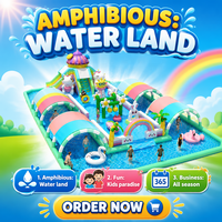 Parc aquatique gonflable commercial en PVC 2026 avec toboggan aquatique combiné, piscine et château gonflable pour divertissement familial et aire de jeux aquatique à thème