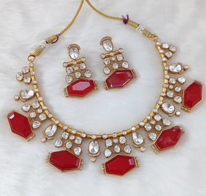 Ensemble de collier de qualité supérieure en moissanite et pierre double pour femmes, parfait pour les soirées, à porter au quotidien, ensemble de collier de luxe - Product Image 4
