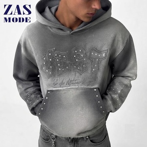Nueva Llegada, Sudadera con Capucha Unisex de Estilo Urbano, Bordado Personalizado, 100% Algodón, Corte Regular, Felpa Francesa, con Pedrería, Antiencogimiento, con Acabado Ácido - Product Image 1