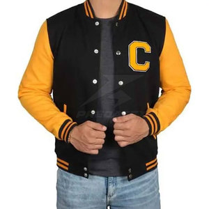 Veste pour homme de qualité supérieure avec logo personnalisé, manches longues, col montant, style Letterman, polyester/coton, séchage rapide - Product Image 2